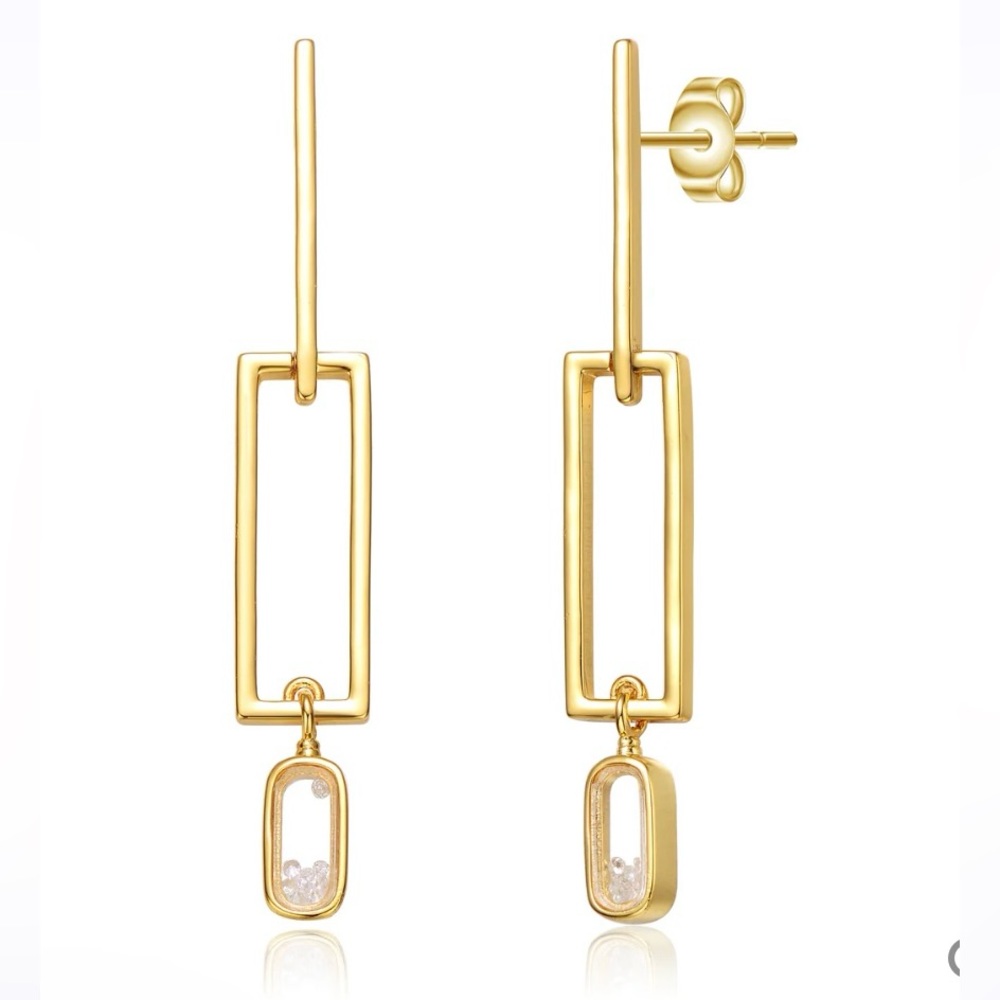 NWT Rachel Glauber 14k gold plated cubic zirconia drop earrings